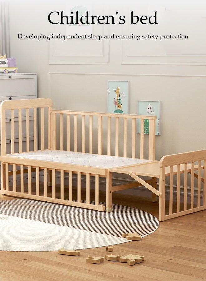 Spides Multifunctional Baby Crib 6 in 1 Convertible Wooden Baby Bed Adjustable Nursery Bed with Wheels Portable Foldable Baby Rocker Extended Length (102 to 150cm) Solid Wood Baby Bedside Sleeper with Flip Changing Station - Image 3